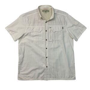 Field & Stream Shirt Mens L Large Off White Universal Travel Lightweight Button